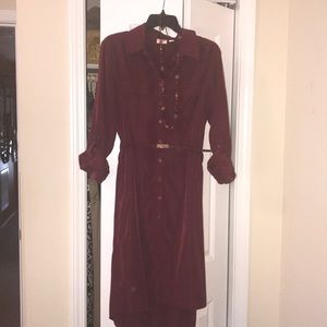 Burgundy hi-lo shirt dress